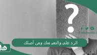 الرد على والنعم منك ومن أصلك 2023 الرد على والنعم
